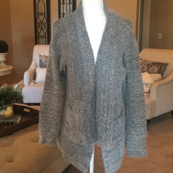 POL Mohair Waffle Cardigan- Gray - Picture 3 of 13